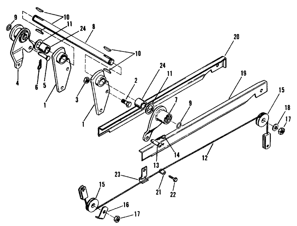 Rear Lift Diagram and Parts List for 4041 990954 Simplicity Lawn Tractor