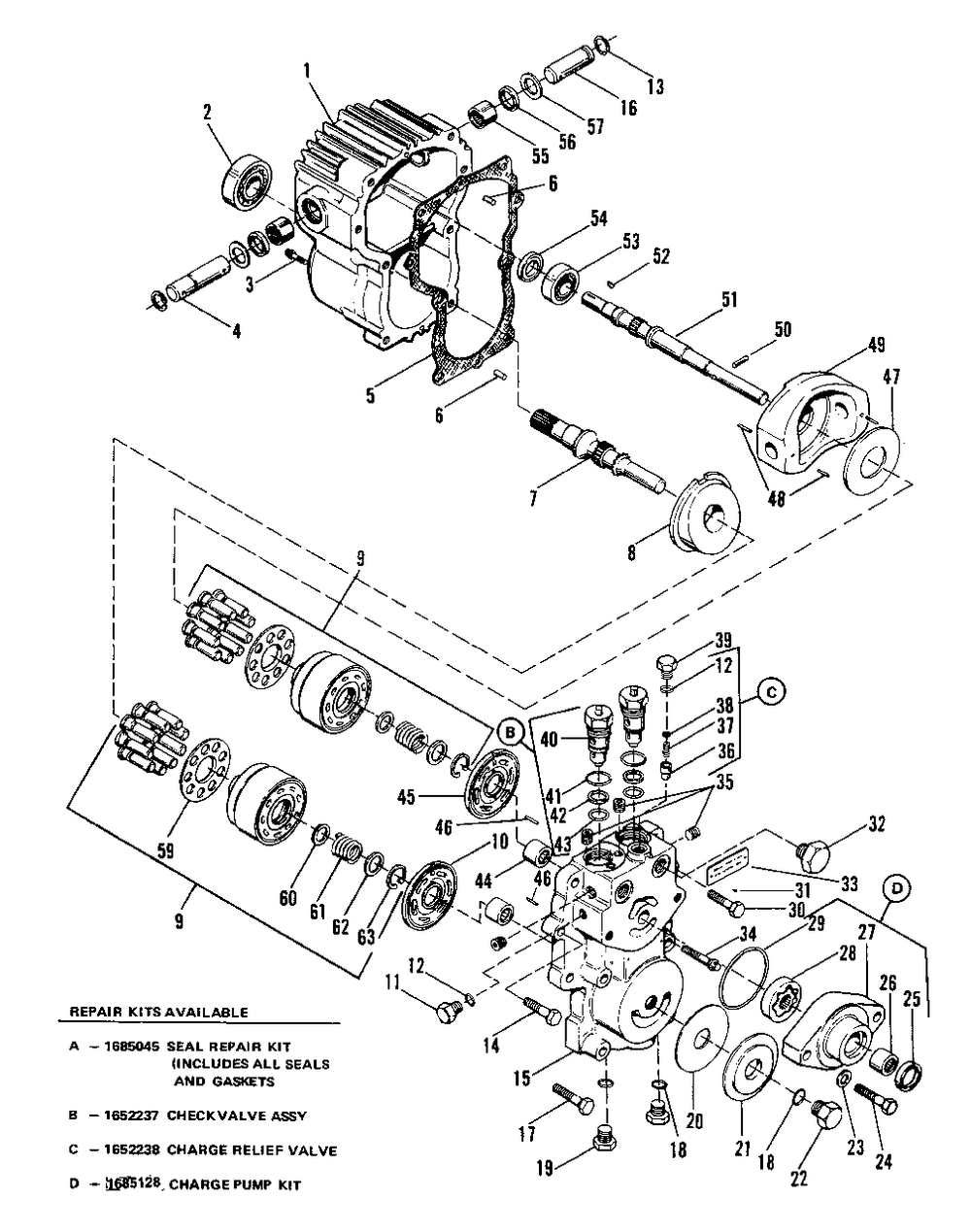 Hydrostatic Pump (7012, 7016, And 7018) Diagram and Parts List for 7012H 1690353 Simplicity Lawn Tractor