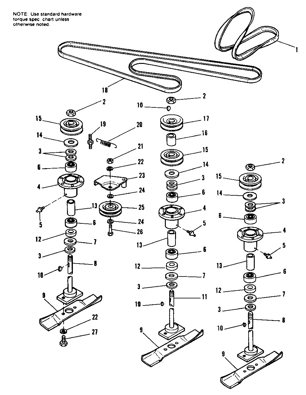 36-Inch Mower Arbor Group Diagram and Parts List for 3008 1690090 Simplicity Lawn Tractor