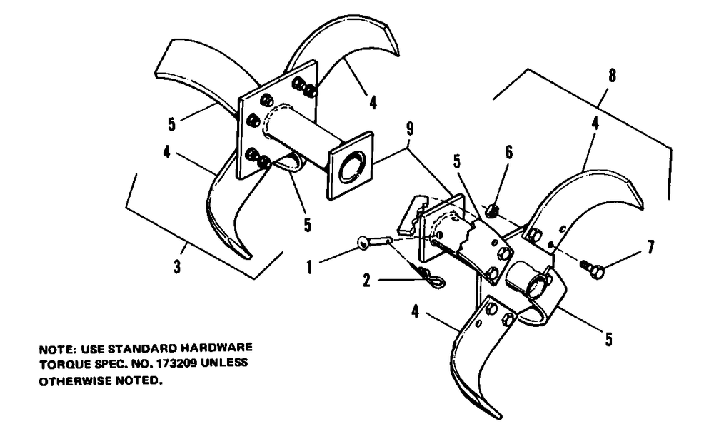 Tine Extension Kit Diagram and Parts List for 1600406  Simplicity Lawn Tractor Accessories