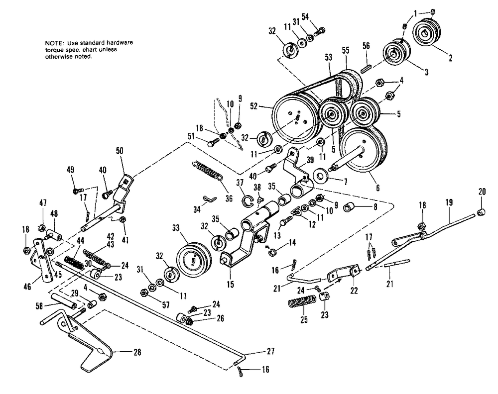 Belts And Pulleys Group Diagram and Parts List for 355 990556 Simplicity Lawn Tractor