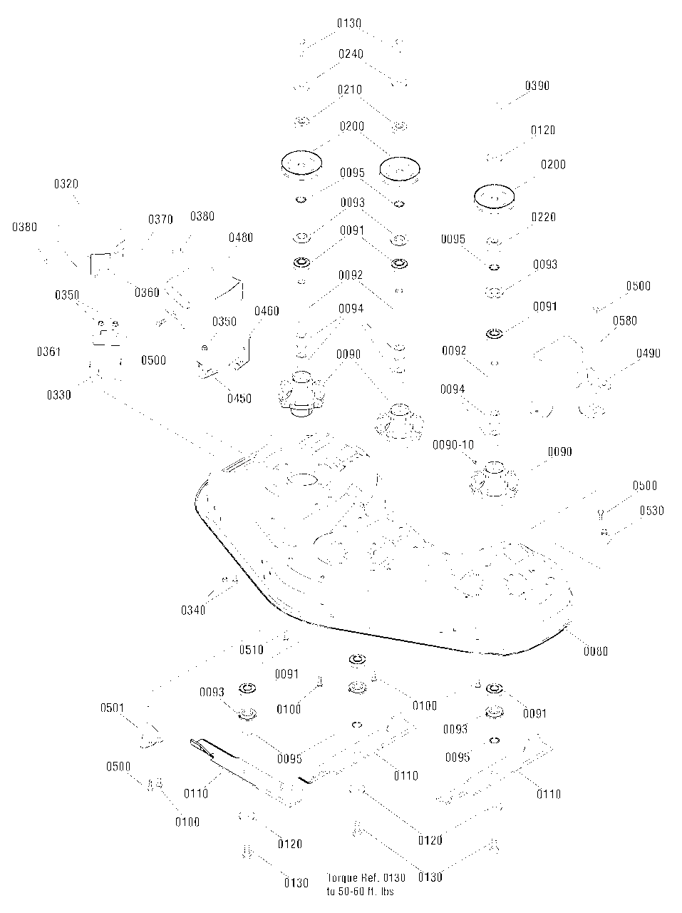 46-Inch And 52-Inch Mower Deck - Housing, Arbors And Blades Diagram and Parts List for 2691014-00  Simplicity Lawn Tractor