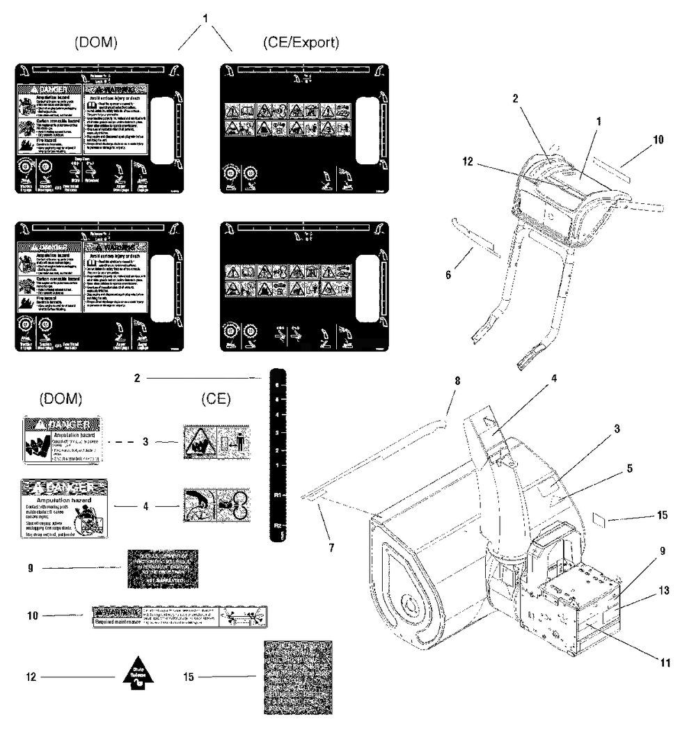 Decal Group Diagram and Parts List for L10575E 1694986 Simplicity Snow Blower