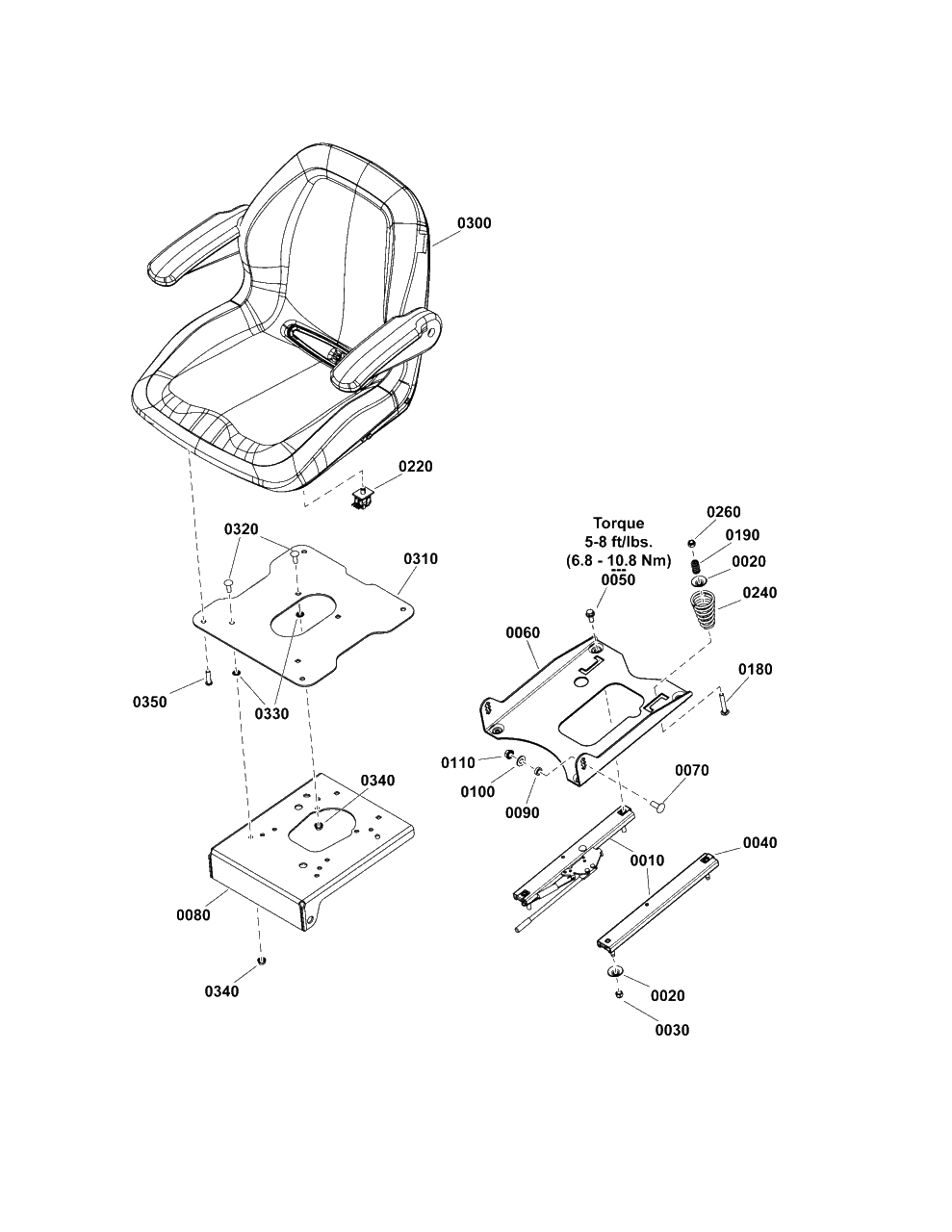 Seat Group Diagram and Parts List for 2691677-00  Simplicity Lawn Tractor