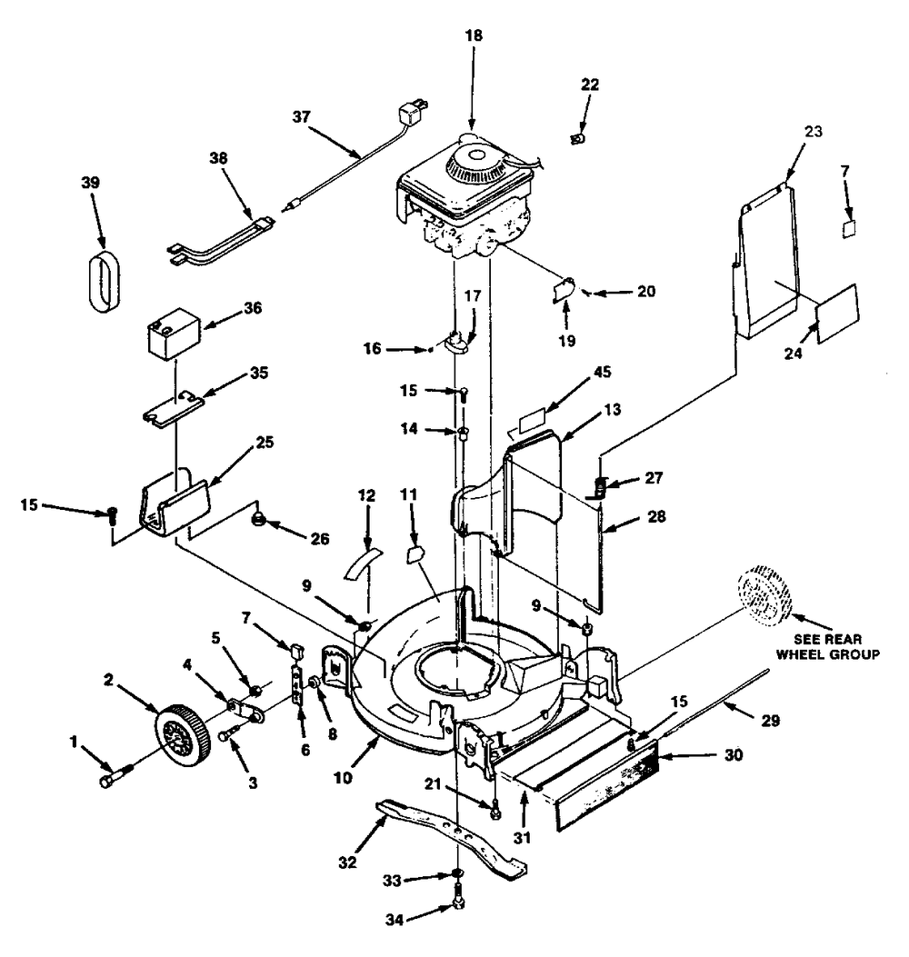 Engine And Mower Deck Group Diagram and Parts List for 1550ZS 1691727 Simplicity Lawn Mower