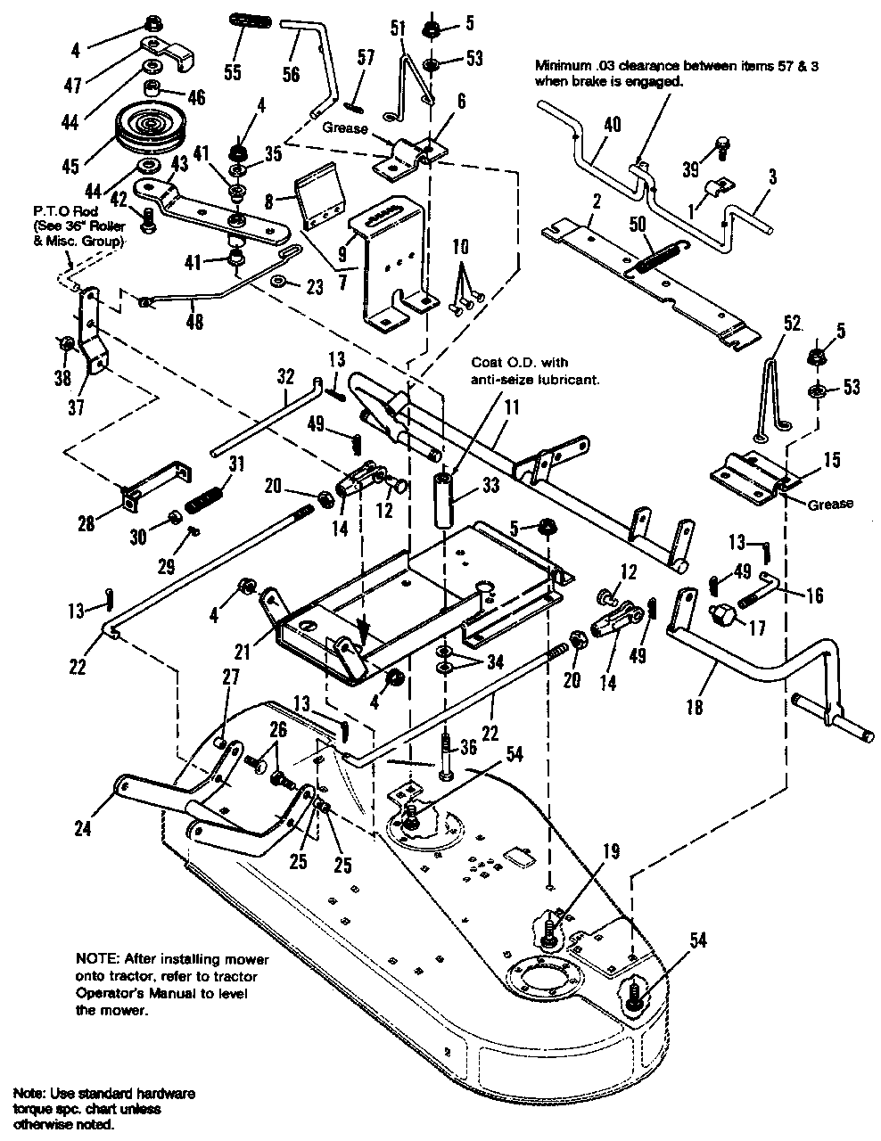 36-Inch Clutch And Roller Support Group Diagram and Parts List for 4212G 1692095 Simplicity Lawn Tractor