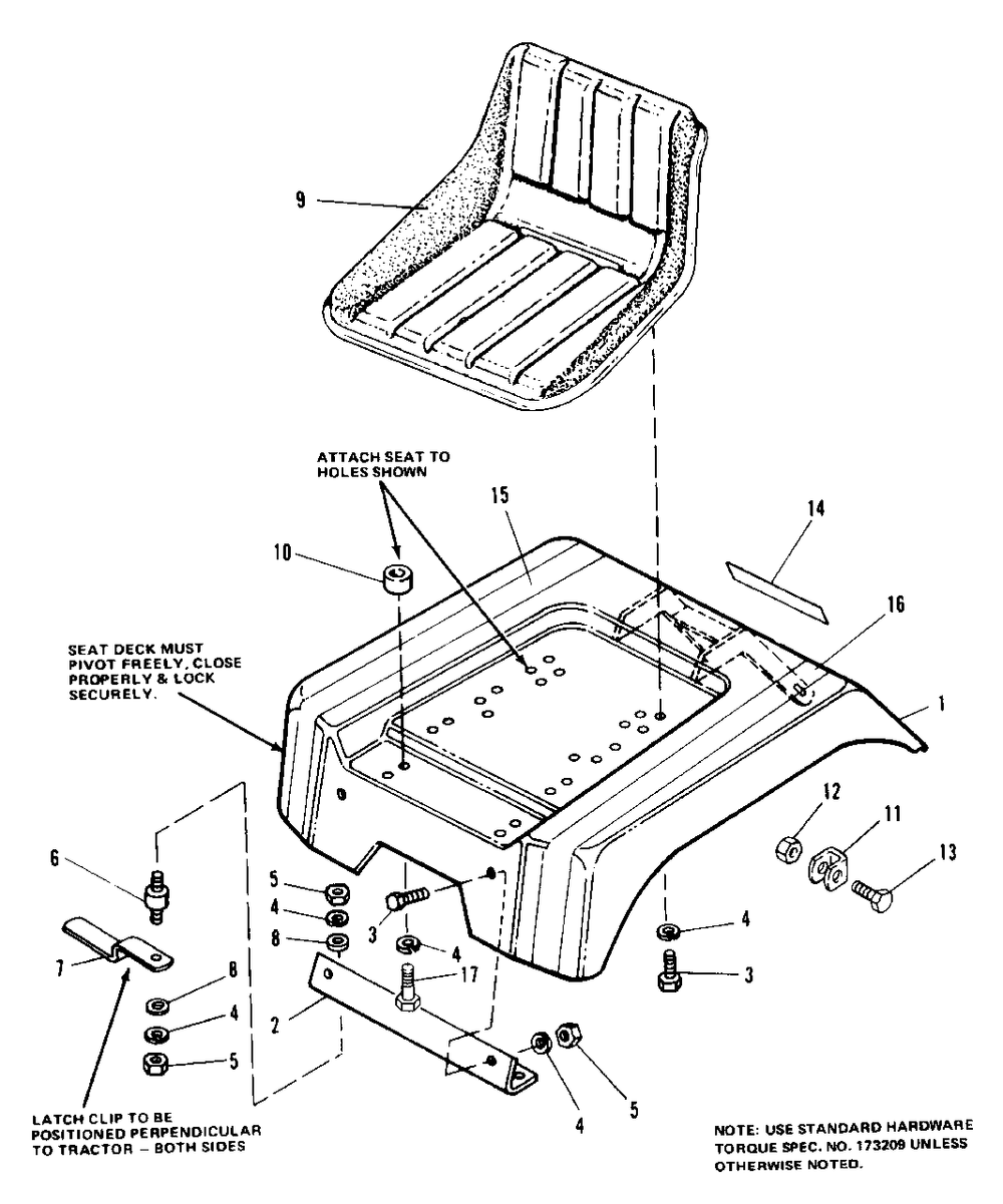 Seat And Deck Group Diagram and Parts List for 7014S 1690338 Simplicity Lawn Tractor