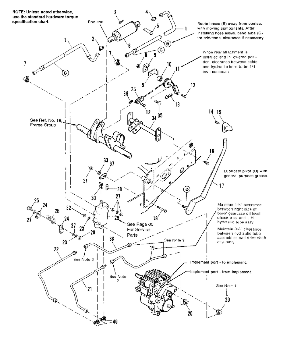 Lift Group - Hydraulic Diagram and Parts List for 918H 1693413 Simplicity Lawn Tractor
