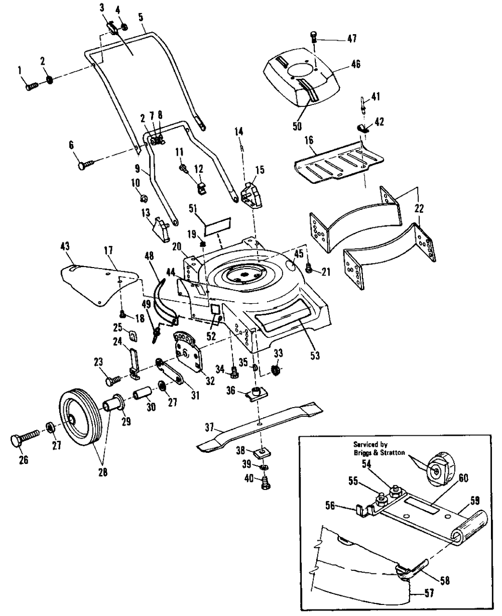 19-Inch And 21-Inch Side Discharge Push Mower Diagram and Parts List for 1119 1690361 Simplicity Lawn Mower