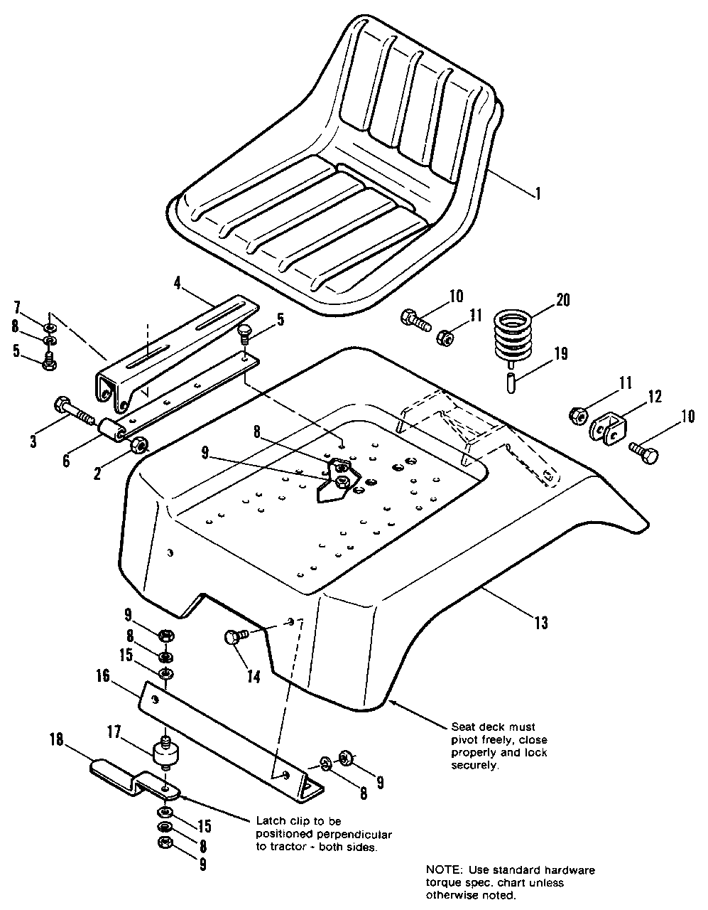 Seat And Deck Group Diagram and Parts List for 7116 1690476 Simplicity Lawn Tractor
