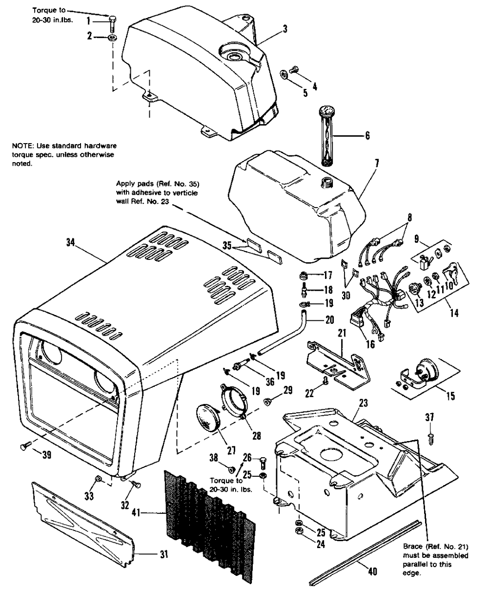 Hood, Grille And Dash Group Diagram and Parts List for 6211 1690682 Simplicity Lawn Tractor