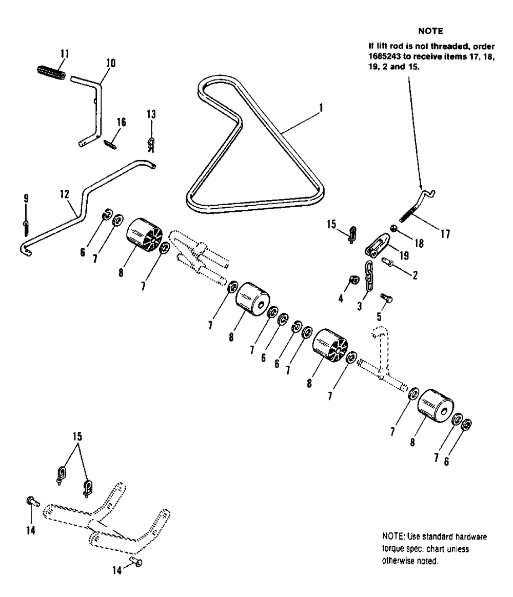36-Inch Roller And Misc. Group Diagram and Parts List for 4211 1690845 Simplicity Lawn Tractor