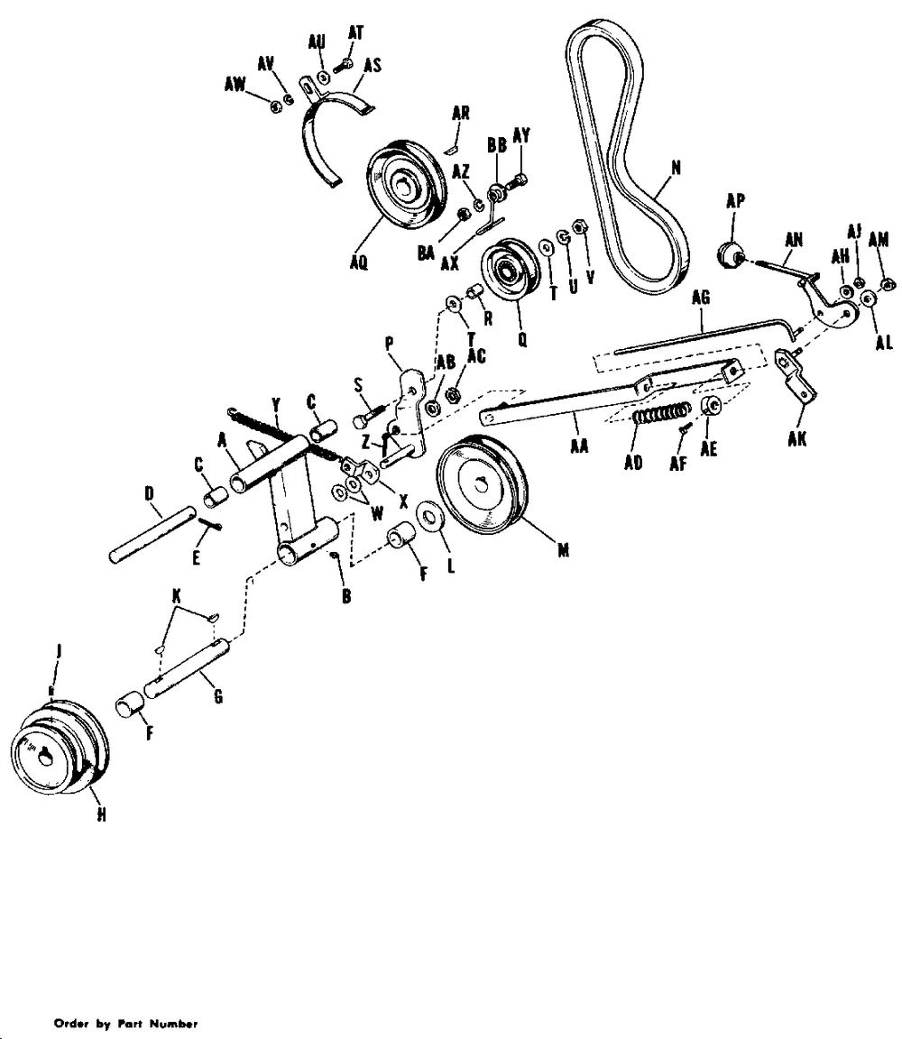 Power Take-Off Diagram and Parts List for 700 990169 Simplicity Lawn Tractor