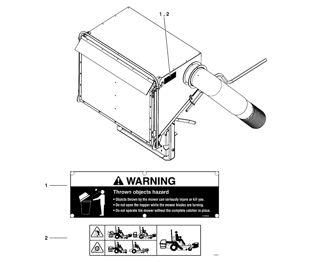 Decal Group - 12 Cu. Ft. And 14 Cu. Ft. Hoppers Diagram and Parts List for 5600754  Simplicity Lawn Tractor Accessories