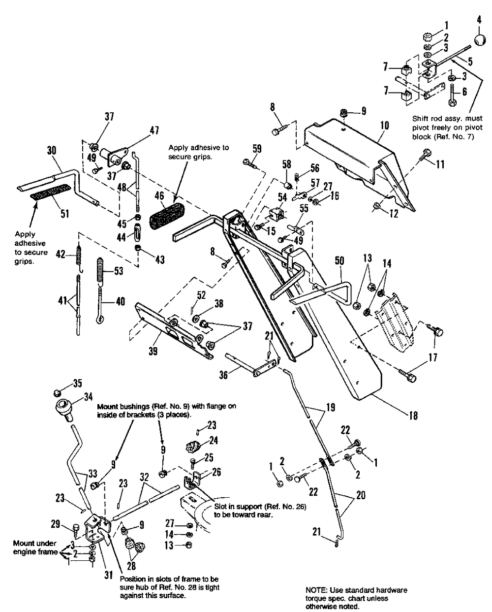 Handles And Controls Group Diagram and Parts List for 860S 1691778 Simplicity Snow Blower