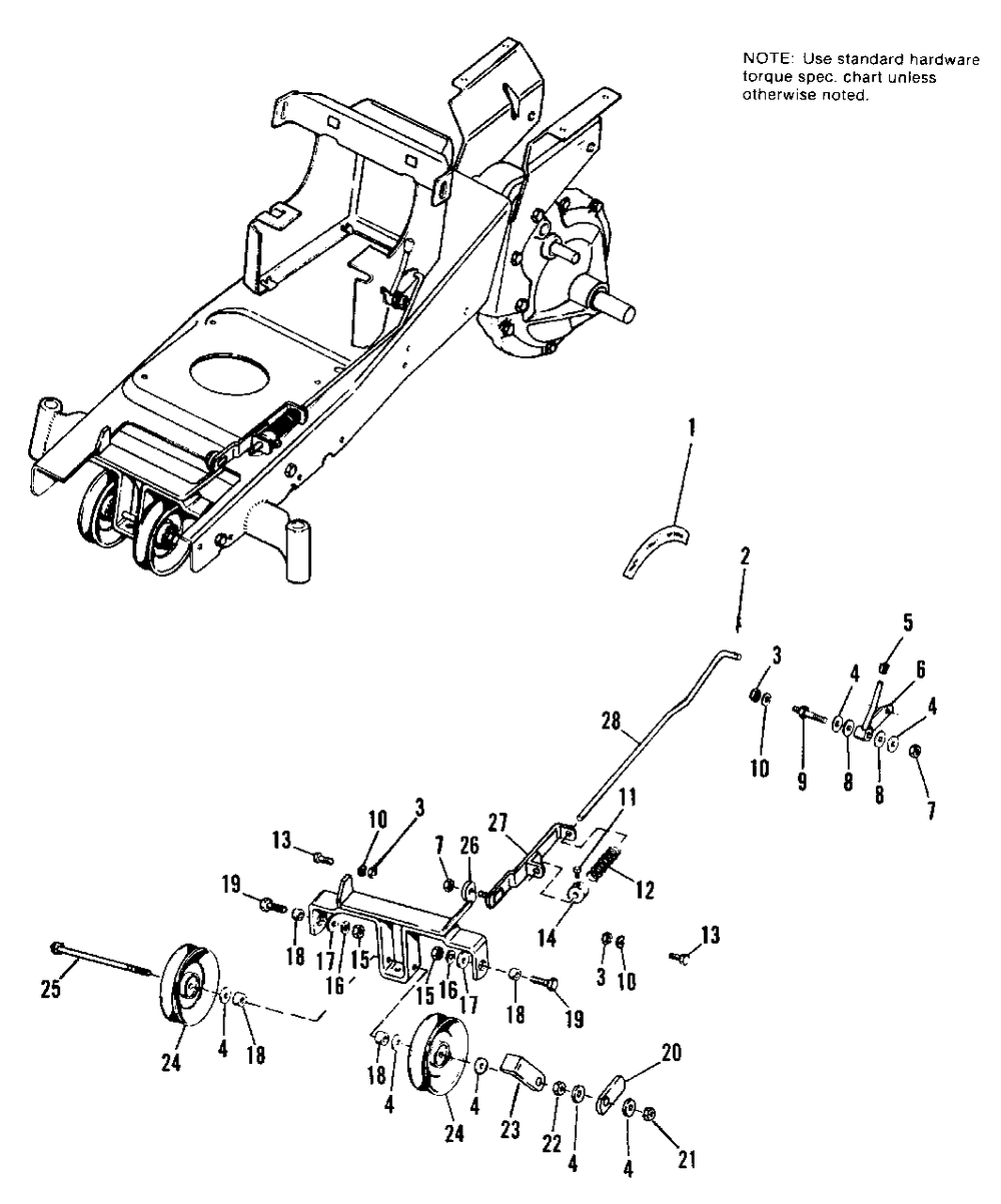 Power Take Off Group Diagram and Parts List for 627 990578 Simplicity Lawn Tractor