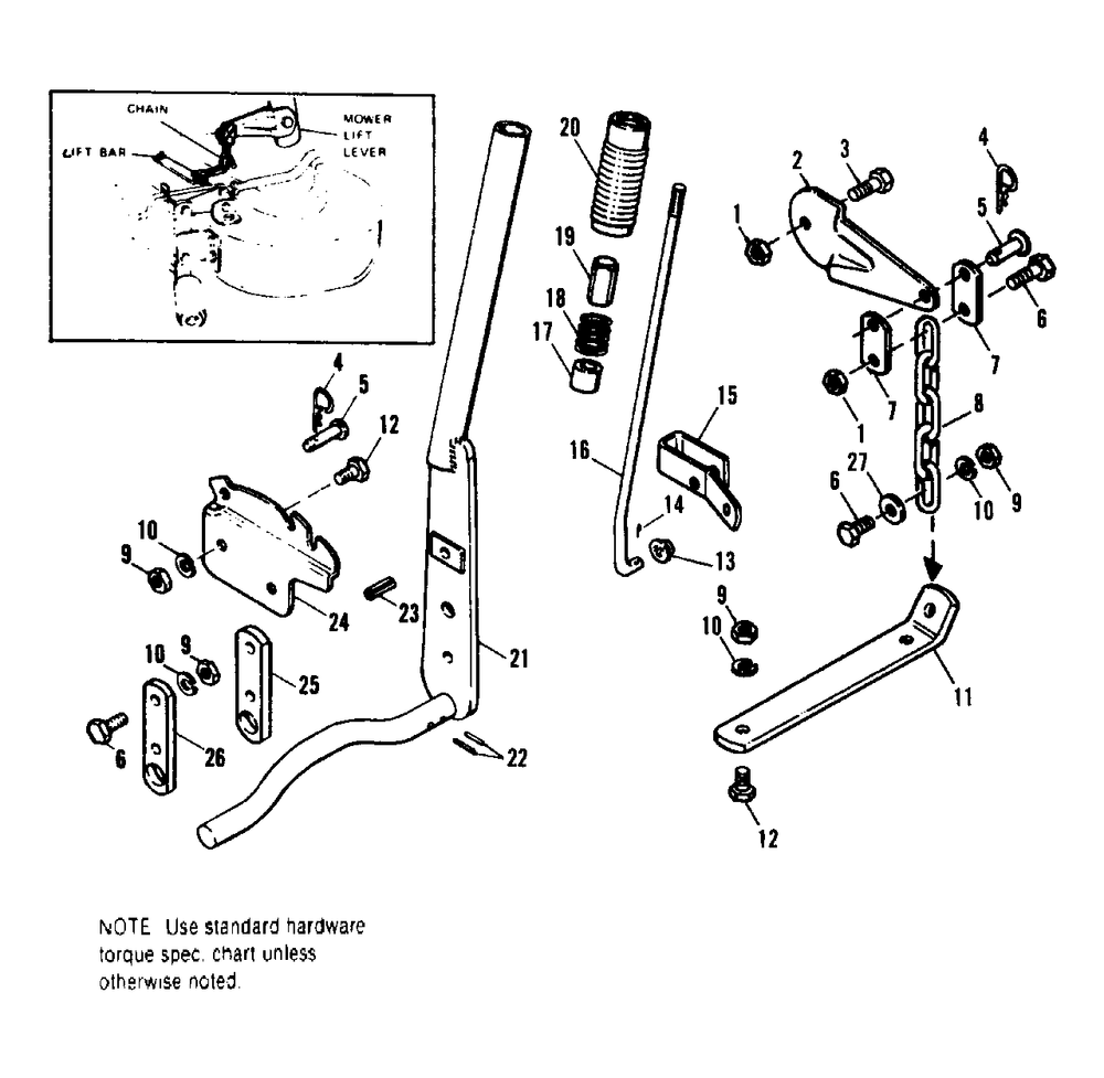Lift Lever Kit Diagram and Parts List for 535 990647 Simplicity Lawn Tractor