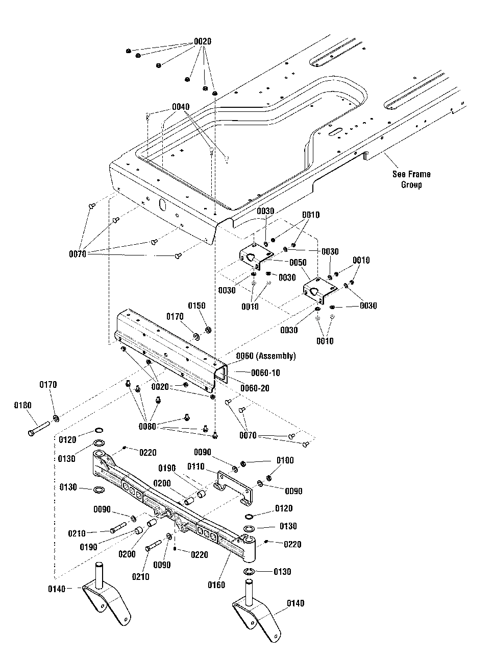 Front Axle Group Diagram and Parts List for ZT2752 2691040-01 Simplicity Lawn Tractor