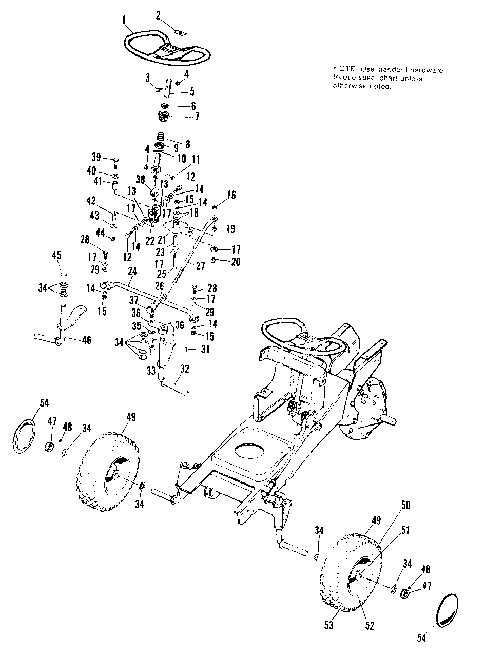 Steering And Front Wheel Group Diagram and Parts List for 627 990578 Simplicity Lawn Tractor