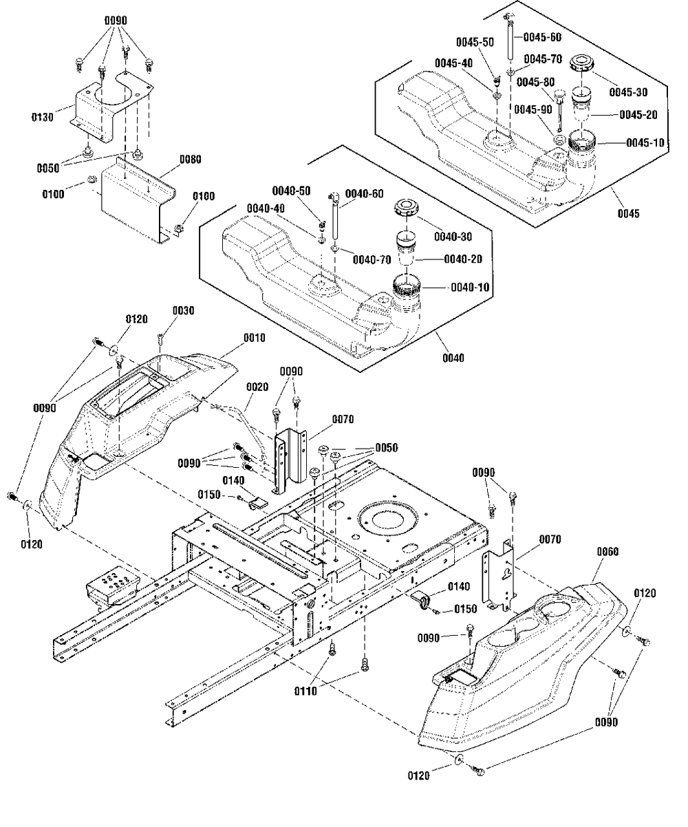 Body And Fuel Tank Group Diagram and Parts List for SZT175 2691923-00 Simplicity Lawn Tractor