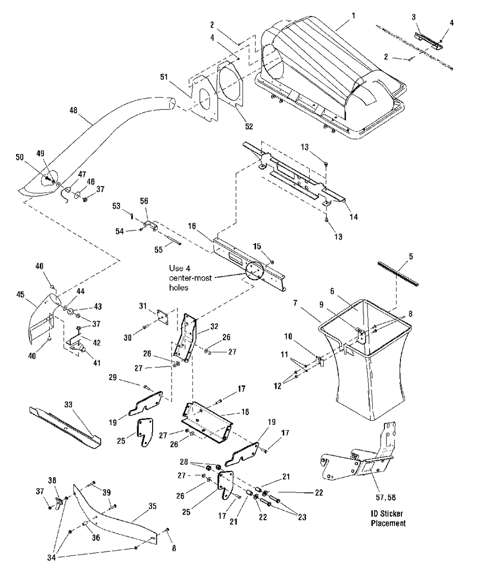 Twin Catcher Assembly Diagram and Parts List for 1695353  Simplicity Lawn Tractor Accessories