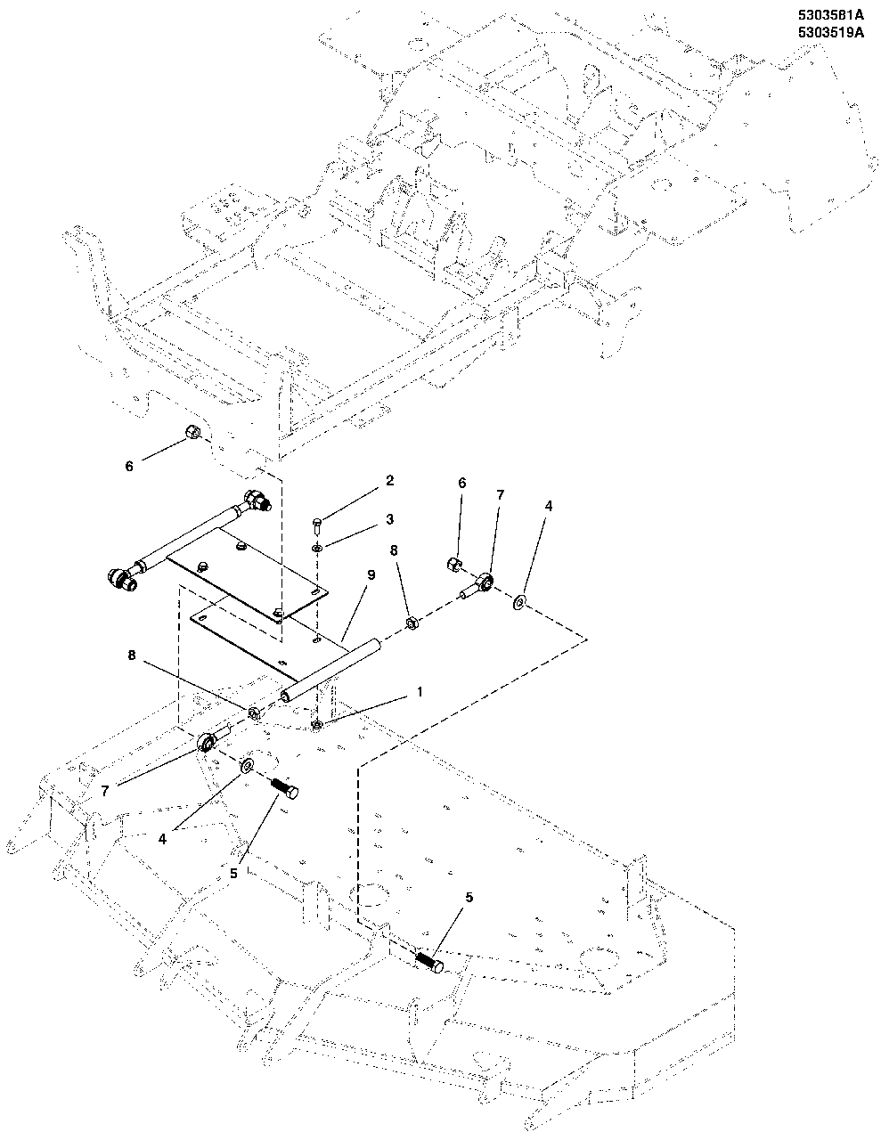 61-Inch Mower Deck Group - Puller Bar Diagram and Parts List for 5901748  Simplicity Lawn Tractor