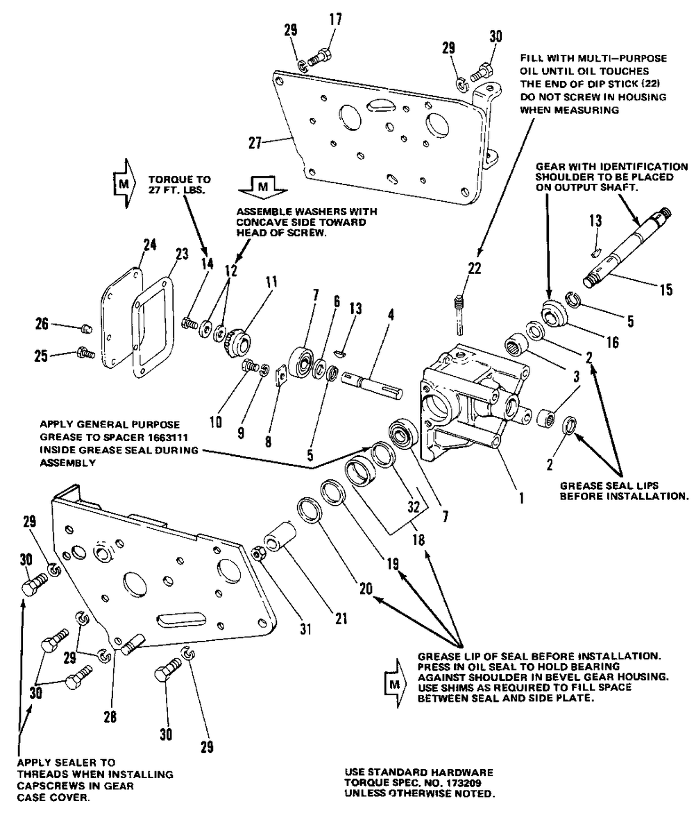 Bevel Gear And Side Plate Group (7010 And 7016) Diagram and Parts List for 7010 1690333 Simplicity Lawn Tractor