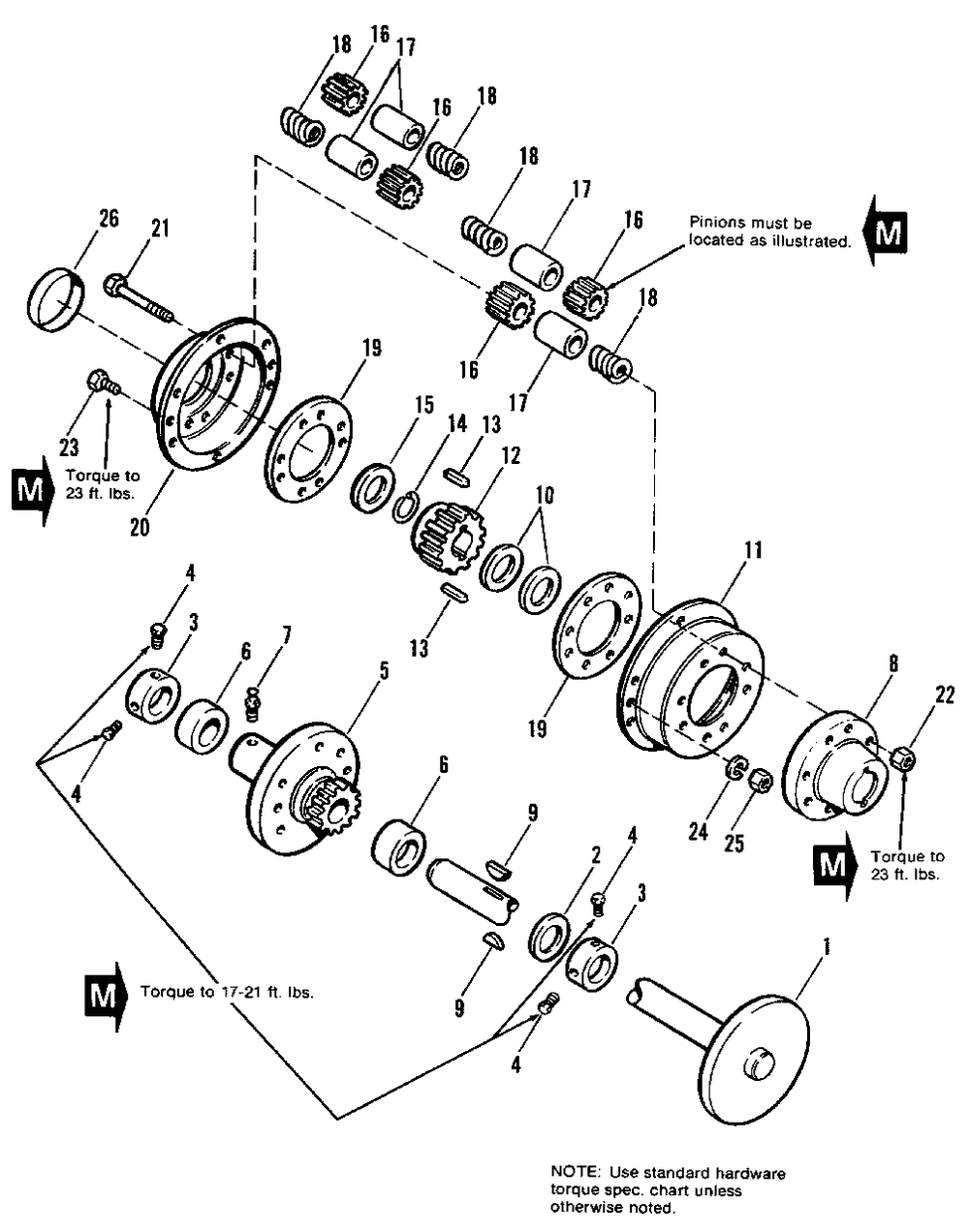 Rear Axle And Differential Group Diagram and Parts List for 7116 1690476 Simplicity Lawn Tractor