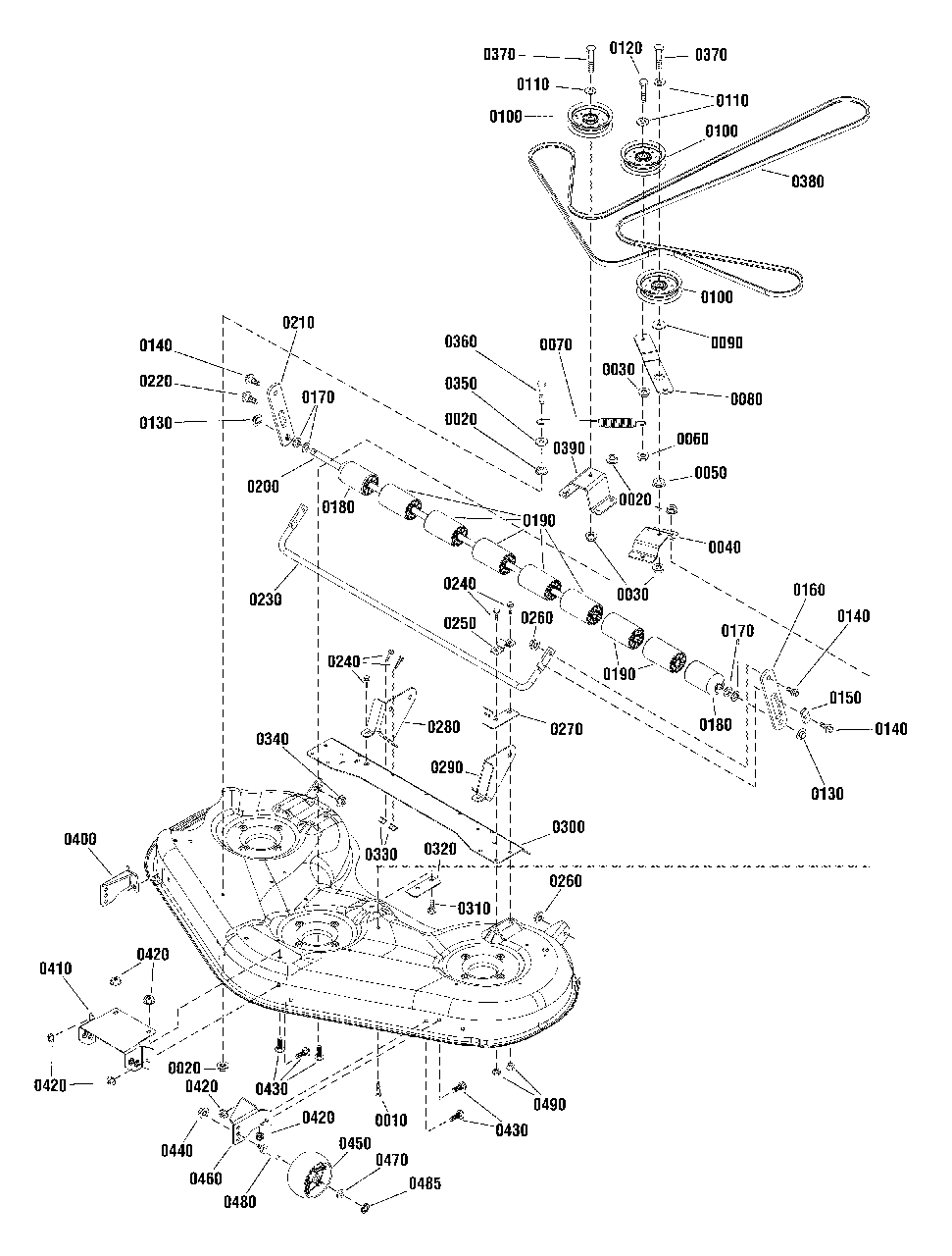 52-Inch Mower Clutch And Support Group Diagram and Parts List for ZT2752 2691040-01 Simplicity Lawn Tractor