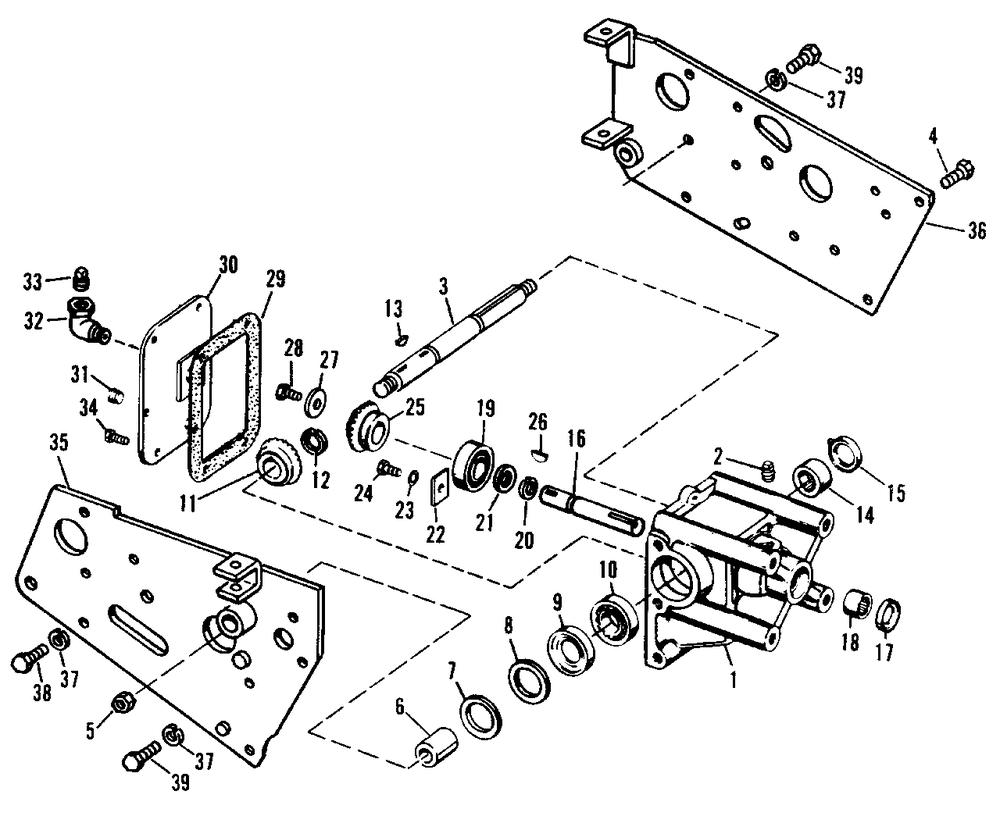 Bevel Gear Housing Diagram and Parts List for 3410S 990756 Simplicity Lawn Tractor