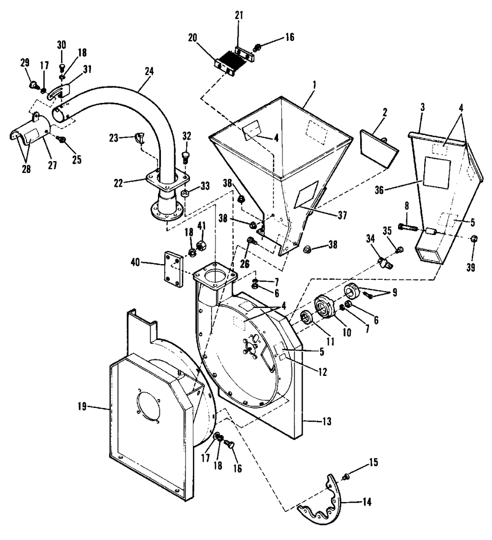 Hopper And Housing Group Diagram and Parts List for 2020 1692343 Simplicity Chipper Shredder