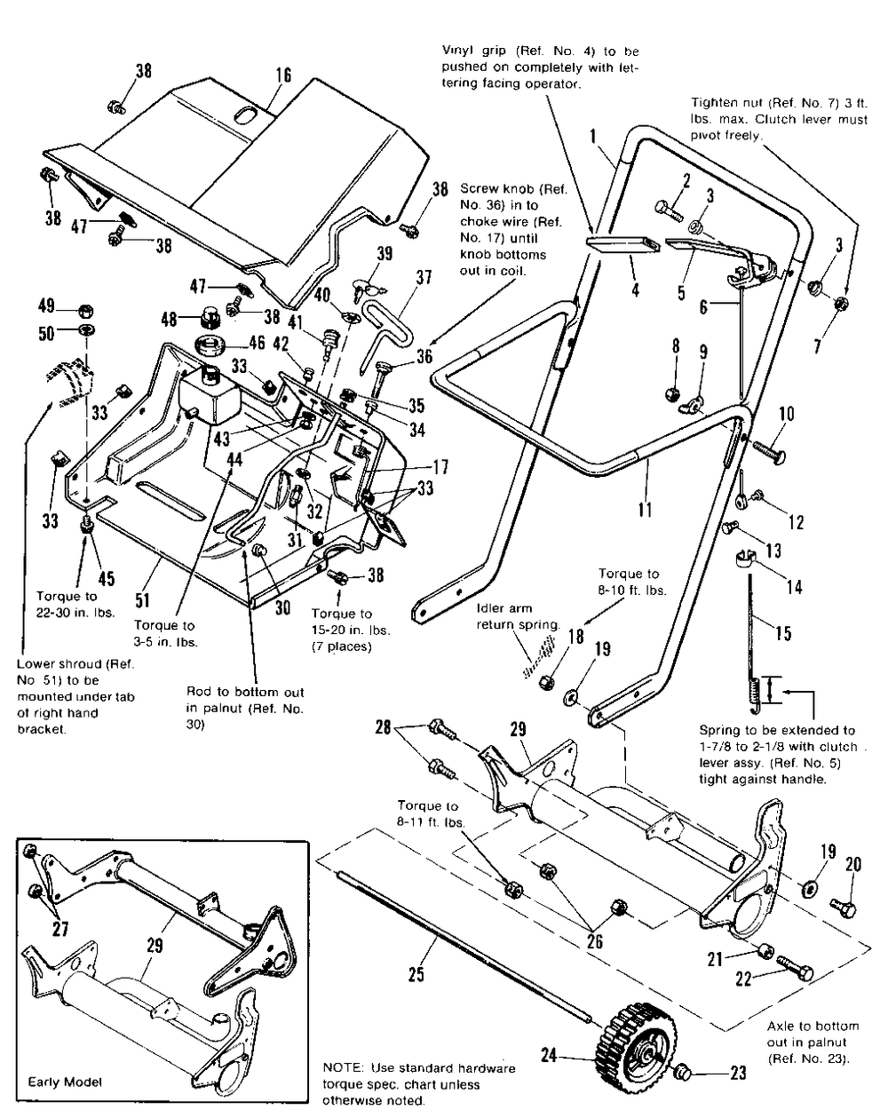 Frame, Handle And Shroud Group Diagram and Parts List for 220 1690391 Simplicity Snow Blower