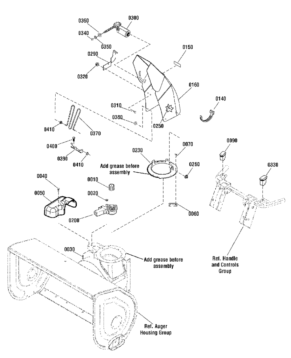 Chute And Rotation Group - Full Electric Diagram and Parts List for L1528E 1695822 Simplicity Snow Blower