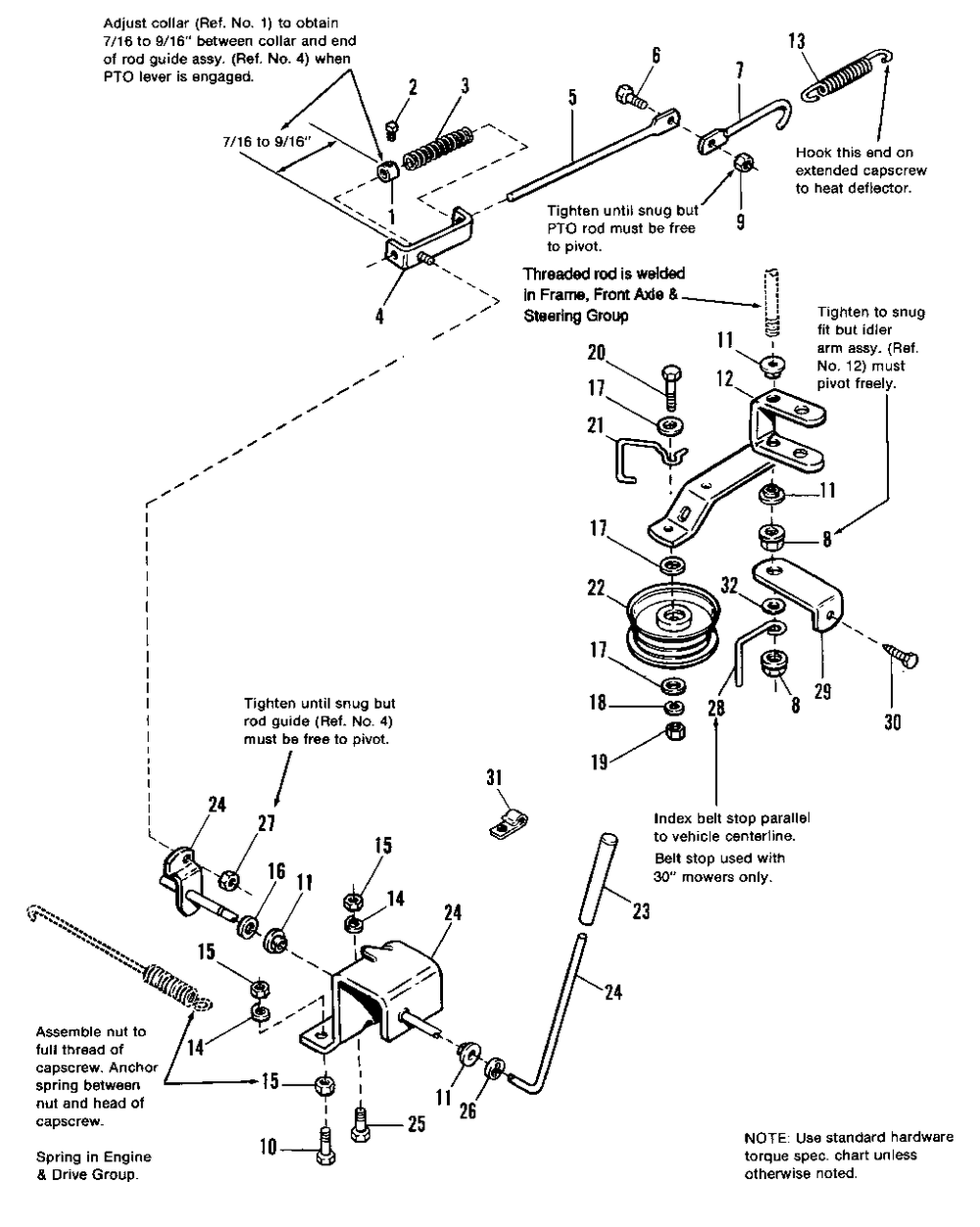 P.T.O. Group Diagram and Parts List for 3110E 1691109 Simplicity Lawn Tractor