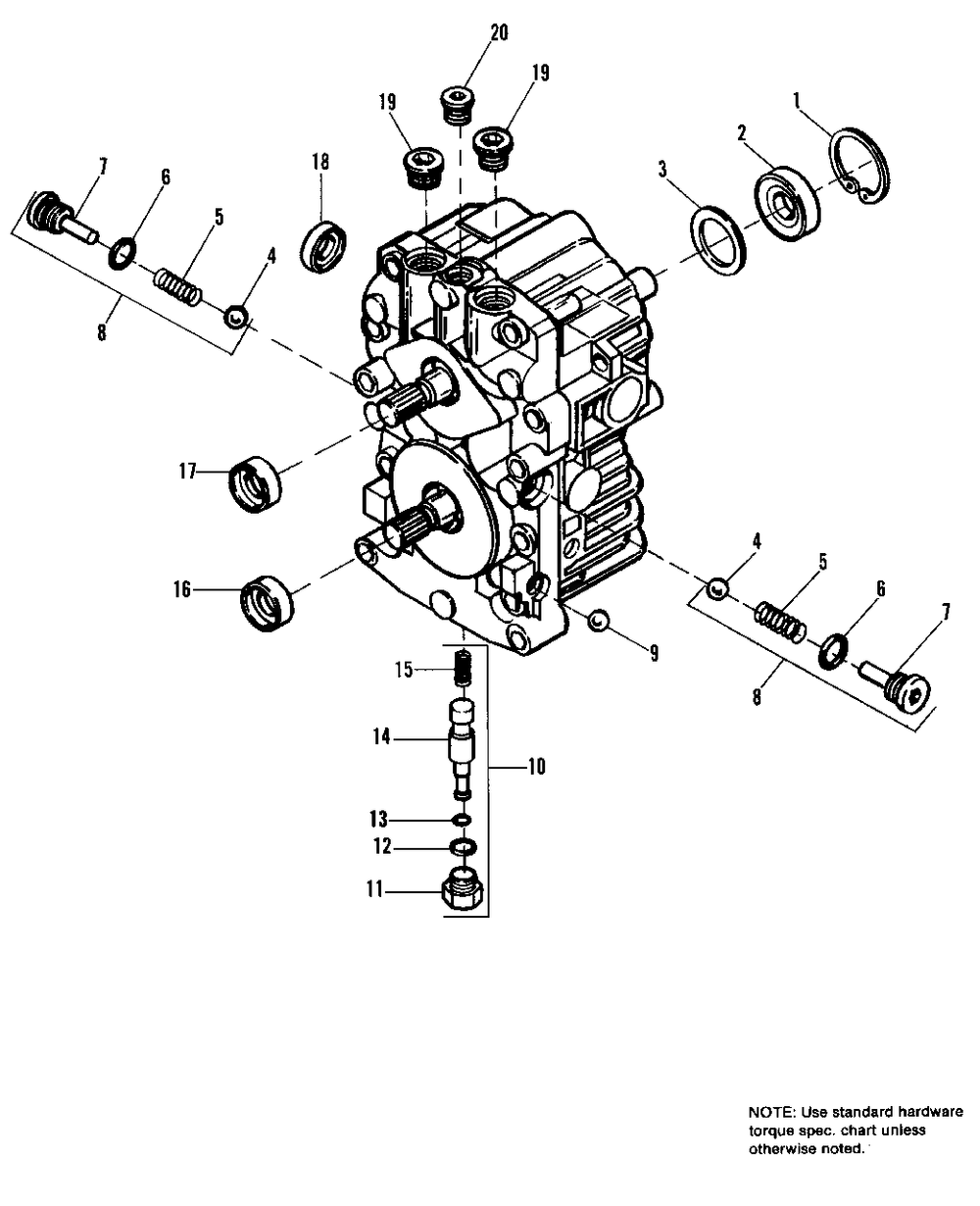 Hydro Pump (Sunstrand Bdu-10s-114) Diagram and Parts List for 4212H 1691931 Simplicity Lawn Tractor