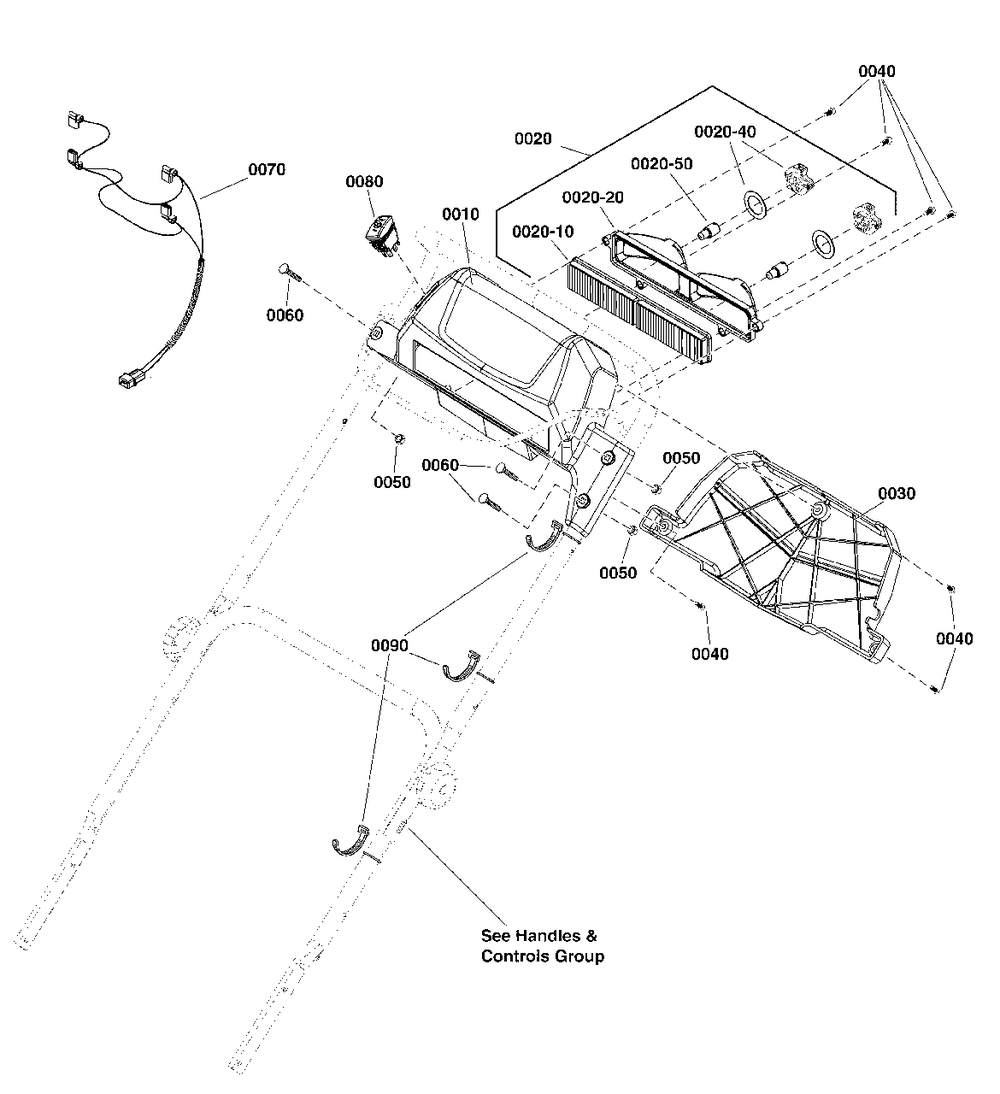 Light Panel Group Diagram and Parts List for 1022EE 1696854-00 Simplicity Snow Blower