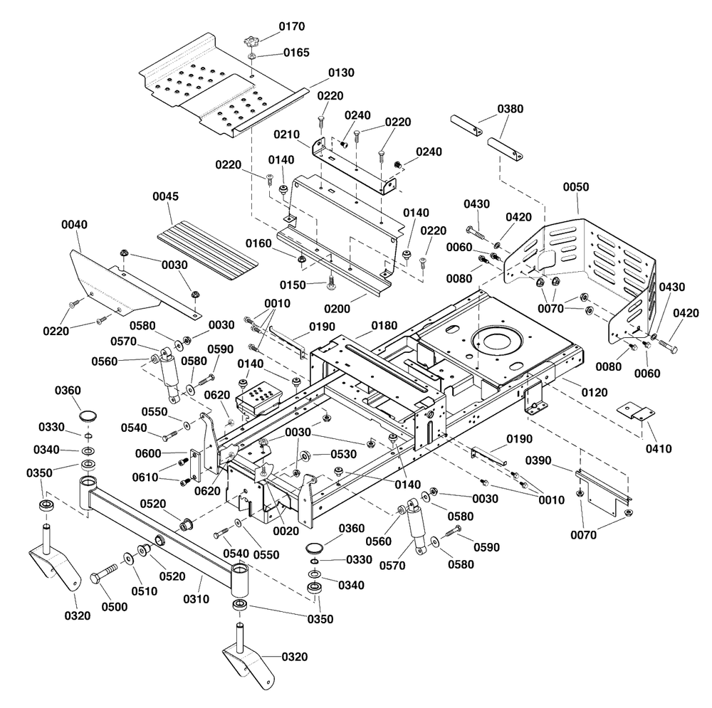Frame Group Diagram and Parts List for SZT275 2691922-00 Simplicity Lawn Tractor