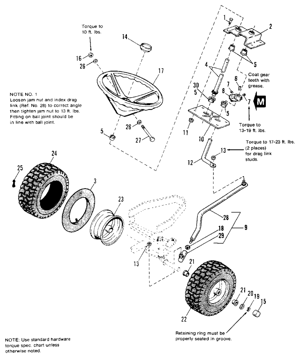 Steering And Front Wheel Group Diagram and Parts List for 4212H 1691270 Simplicity Lawn Tractor