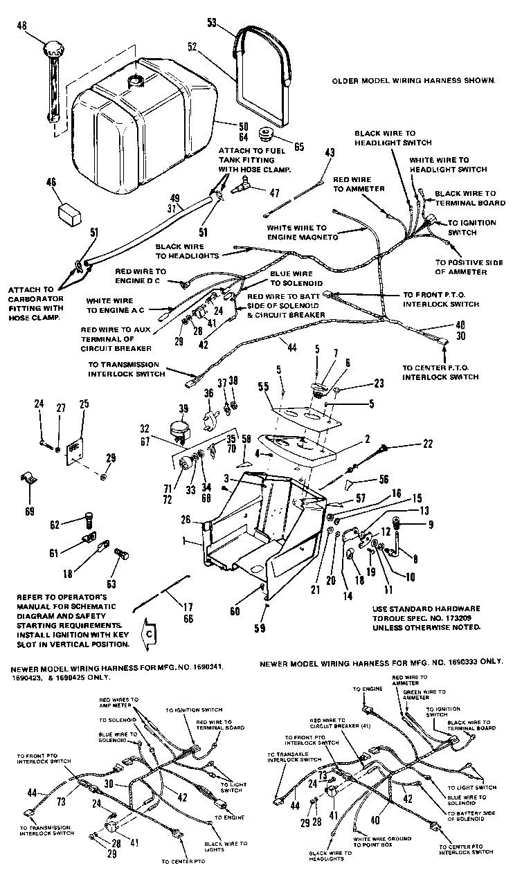 Dash Group (7010 And 7016) Diagram and Parts List for 7010 1690333 Simplicity Lawn Tractor