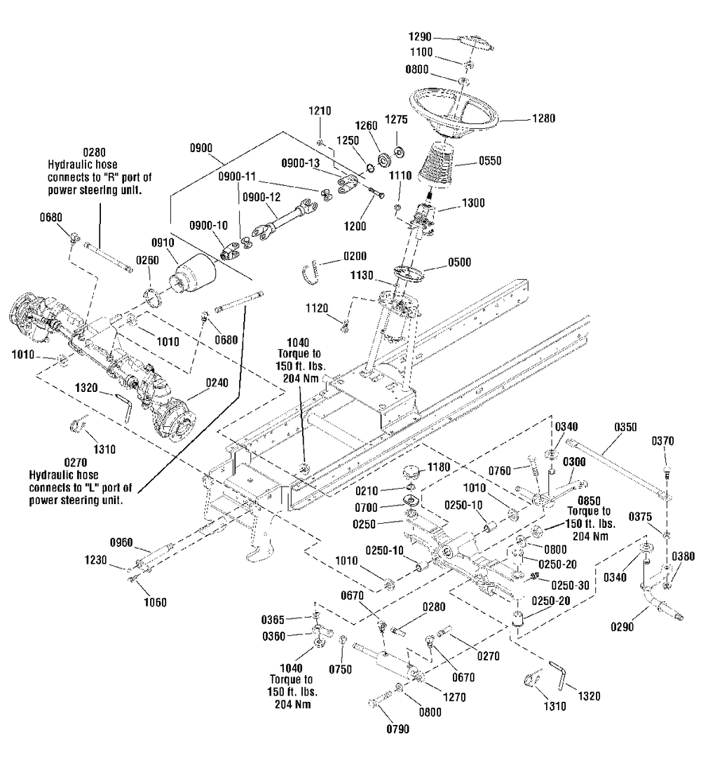 Steering And Front Axle Group 2wd And 4wd Diagram and Parts List for 2691522-00  Simplicity Lawn Tractor