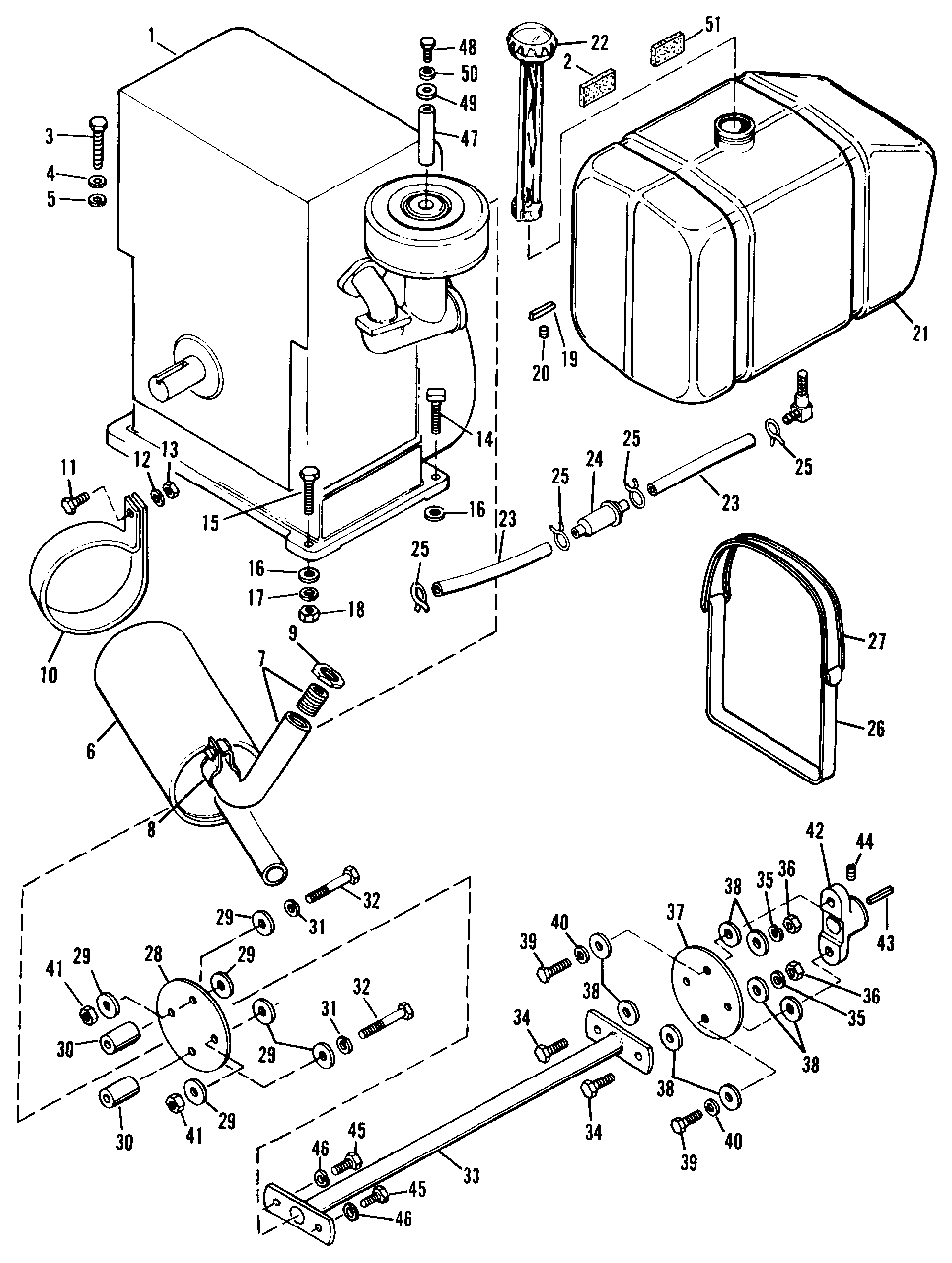 Engine And Drive Shaft Diagram and Parts List for 3410 990755 Simplicity Lawn Tractor