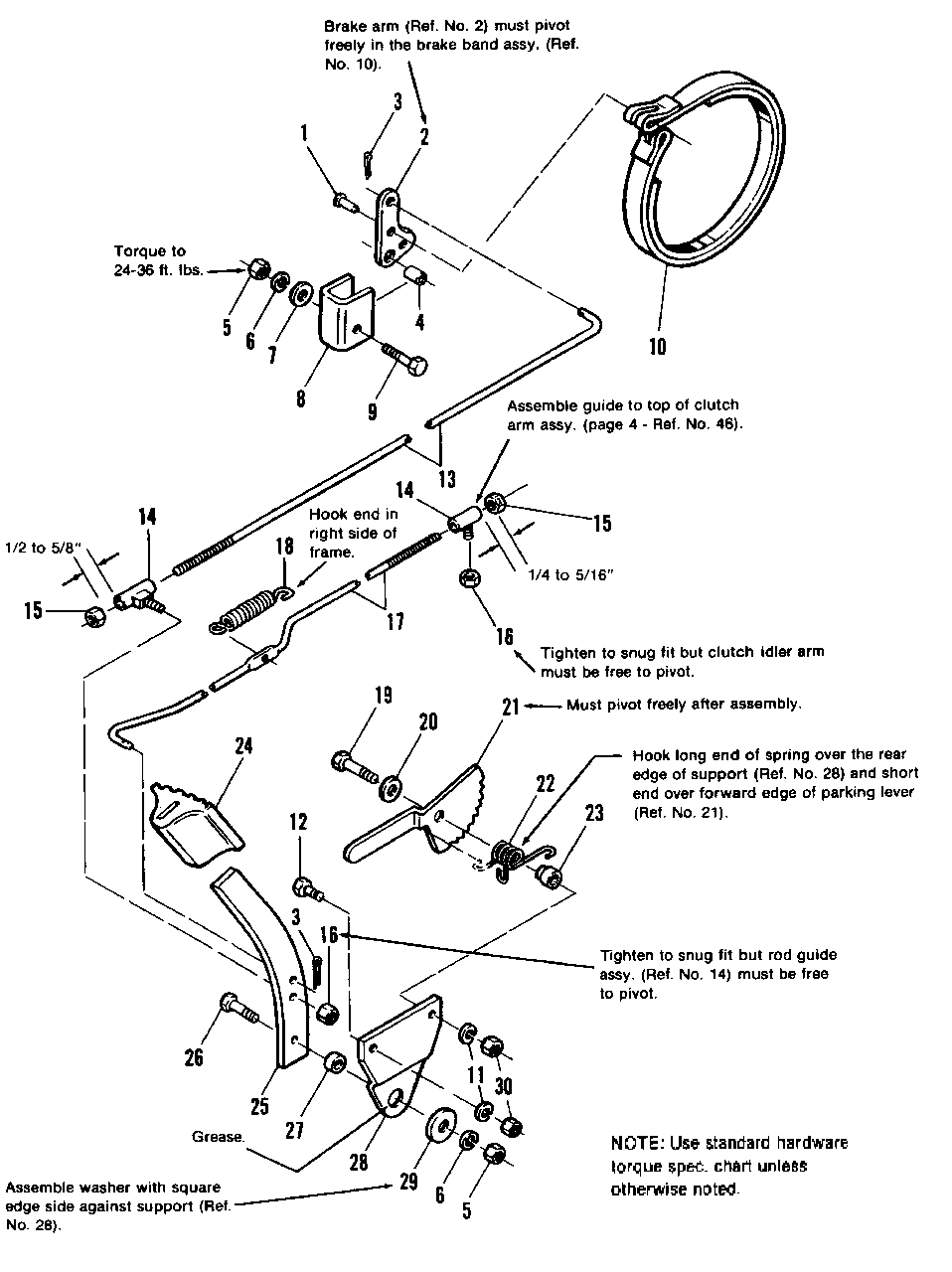 Brake And Clutch Group - Early Models Diagram and Parts List for 3110 1690566 Simplicity Lawn Tractor