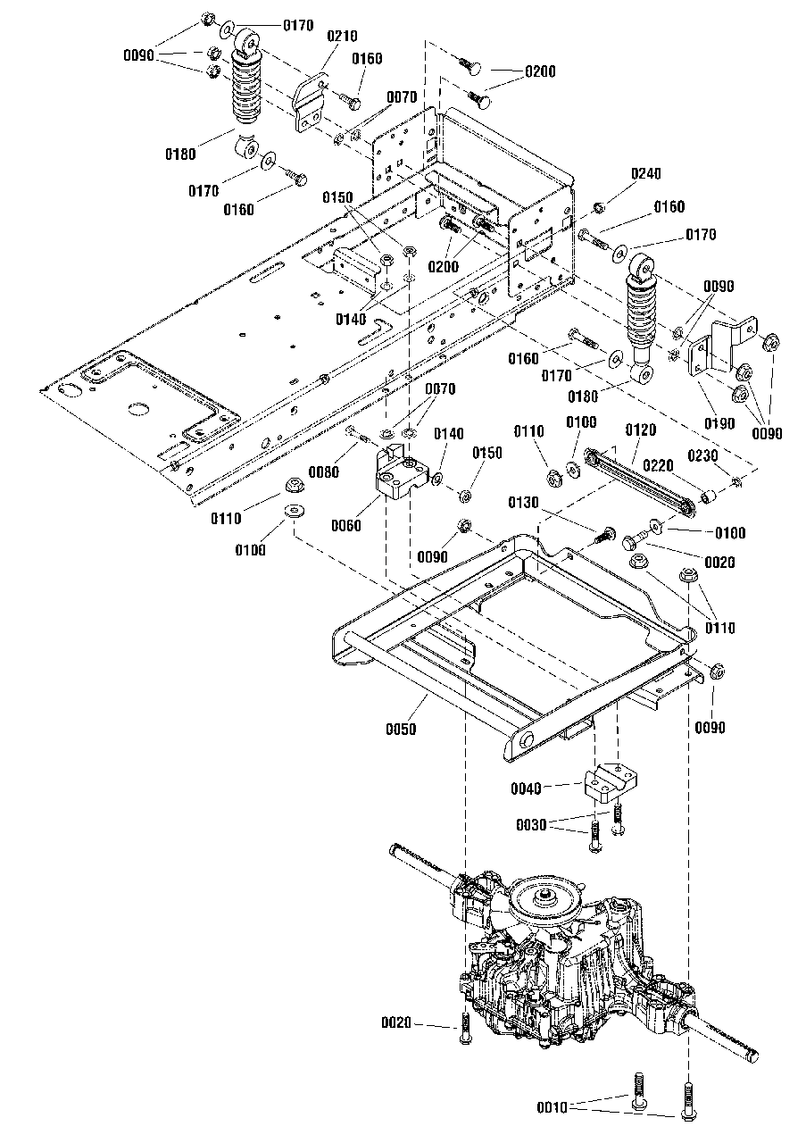 Rear Suspension Group Diagram and Parts List for 2691668-02  Simplicity Lawn Tractor