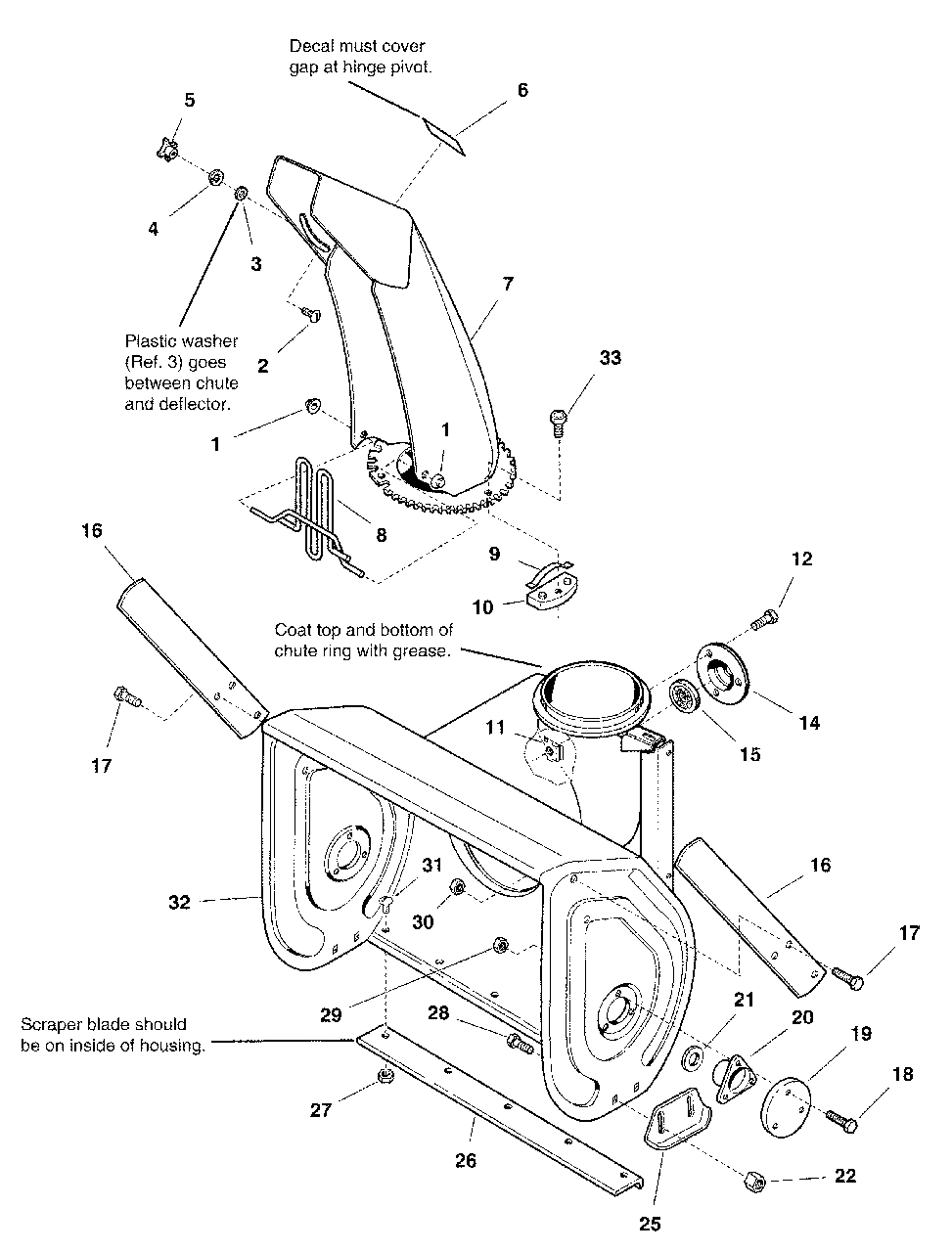Auger Housing And Chute Group - 24-Inch Diagram and Parts List for 1060E 1694440 Simplicity Snow Blower