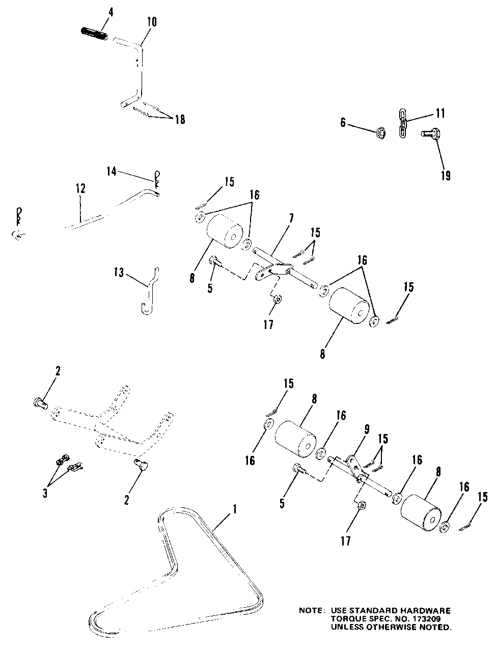 36-Inch Rollers And Misc. Group Diagram and Parts List for 6008 1690200 Simplicity Lawn Tractor