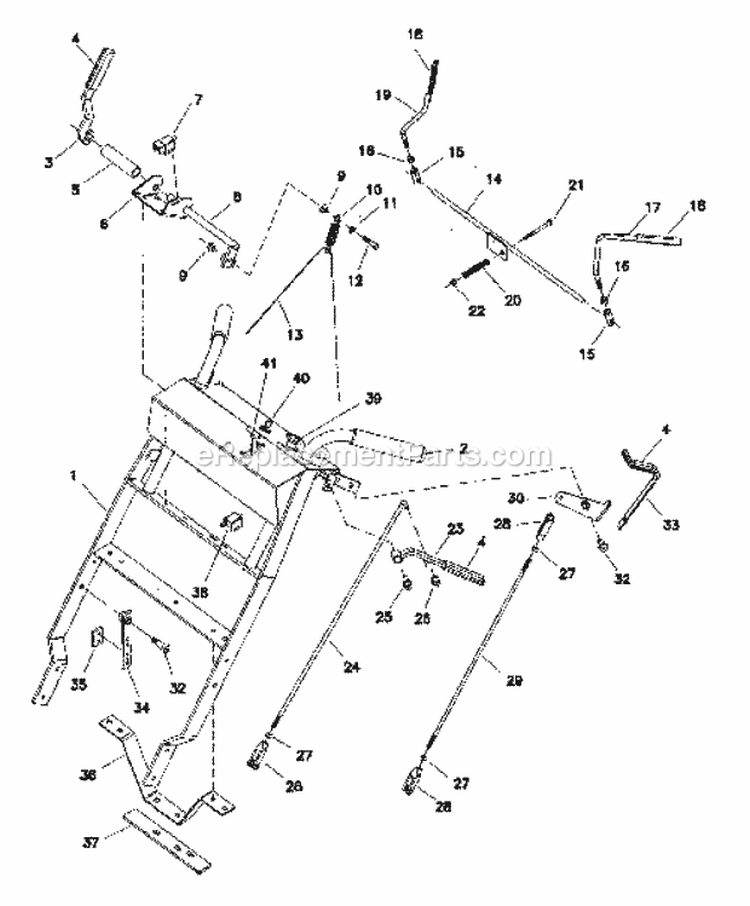 Handle Bar Group (7052Hbg) Diagram and Parts List for HW1436  Simplicity Lawn Mower