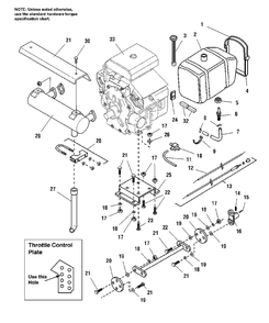 Engine, Exhaust And Drive Shaft Group - Kohler 18hp Ohc Diagram and Parts List for 918H 1693413 Simplicity Lawn Tractor