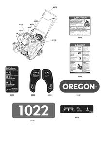 Decals Group Diagram and Parts List for 1022ER 1697238-01 Simplicity Snow Blower