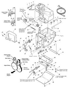 Engine And Frame Group Diagram and Parts List for 555M 1693980 Simplicity Snow Blower