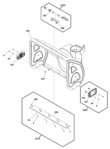 Auger Housing Group Diagram and Parts List for SELECT1527 1696821-02 Simplicity Snow Blower